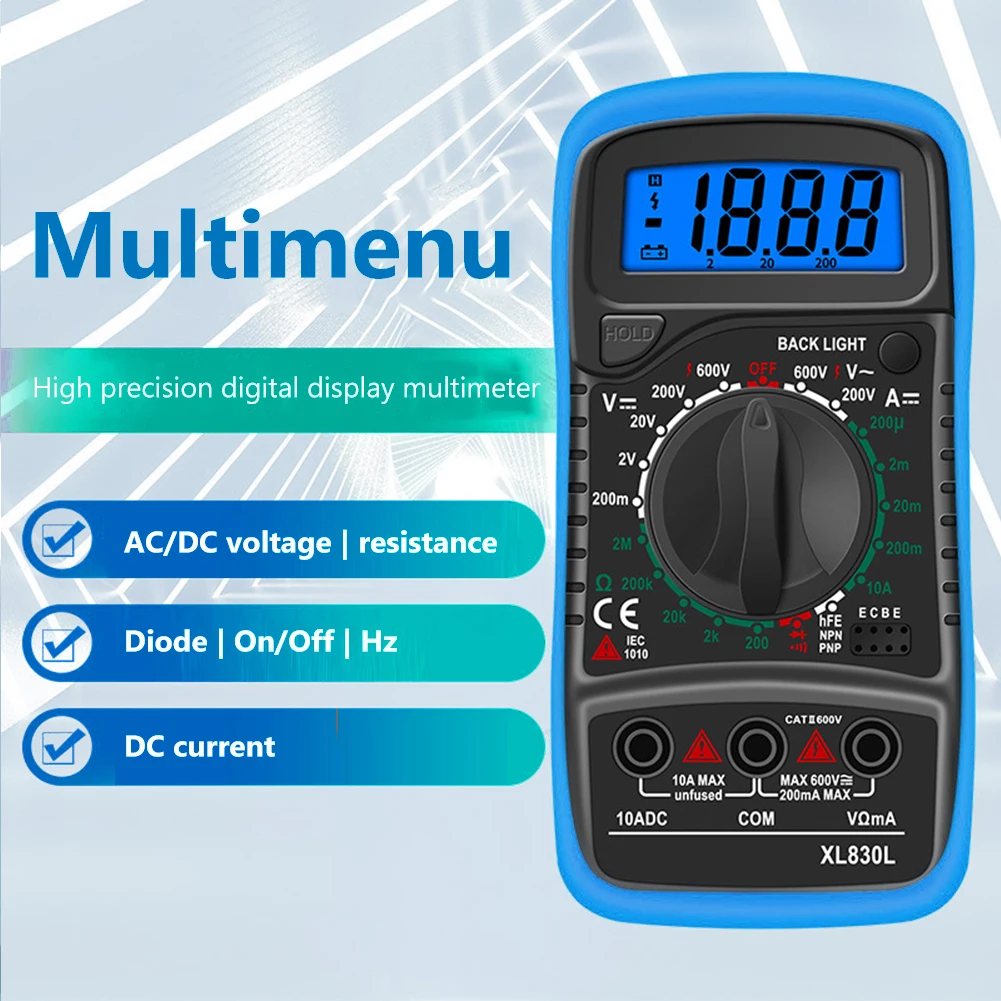 ANENG XL830L Digital Multimeter LCD Backlight Display AC/DC Voltage