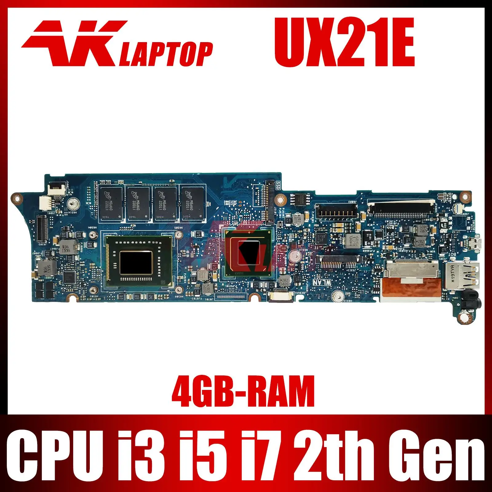 

UX21E I3 I5 I7 2th Gen CPU 4GB RAM original mainboard For ASUS UX21 UX21E Laptop motherboard mainboard