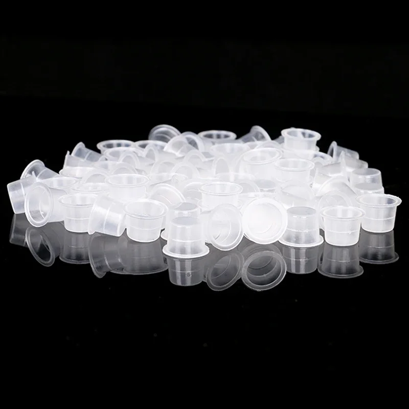 100PCS Plastic Permanent Makeup Pigment Container Clear Disposable Tattoo Ink Cups Holder For Tattoo Artist Supplies Tattoo Kit