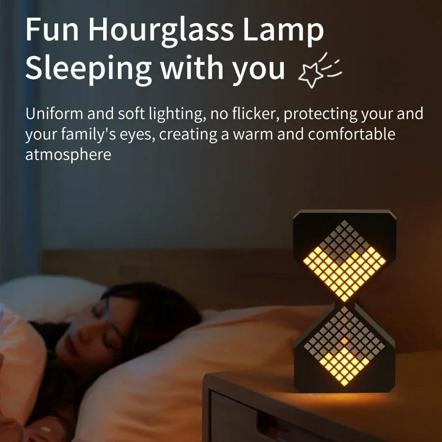 Creative Electronic Timer 3D Hourglass Ornament DIY Digital Sand Clock Time Toilet Hourglass For Bedroom Kitchen LED Night Light