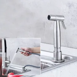 Stainless Steel Kitchen Sink Side Sprayer Set Pull Out Faucet Handheld Bidet Single Cold Water Tap For Washing Fruit Vegetables