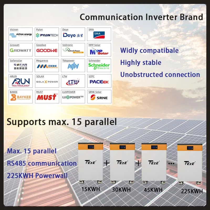 EU STOCK TEZE 48V 280AH 15KWH LiFePO4 Battery Powerwall 51.2V 300AH Built-in BMS With Active Balancer Home Storage 4