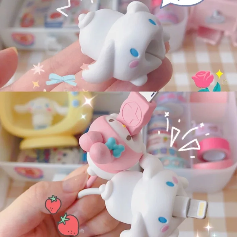

Kawaii Sanrio Anime Cartoon Cinnamoroll Series My Melody Pompom Purin Data Cable Protective Sheath Baby Boy Girl Festival Gift