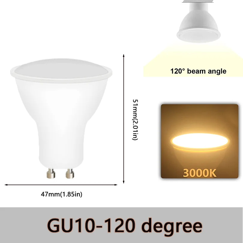 ตัวเลือกสินค้า หลอดไฟ LED GU10 ปรับกำลังไฟได้ 3-50W แสงอุ่น