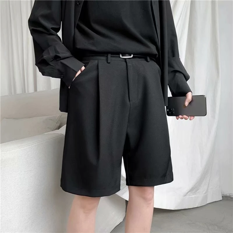 

Тяжелые мужские костюмные шорты с эластичной талией, однотонные хлопковые винтажные повседневные домашние мужские шорты в японском стиле Харадзюку 2024 S47