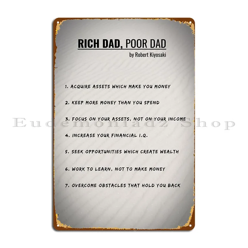 Rich Dad Poor Dad Metal Sign Funny Garage Wall Custom Design Garage Tin Sign Poster