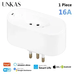 Smart WiFi Plug with Power Monitor and Remote Control - Voice Compatible with Google Home and Alexa - 16A