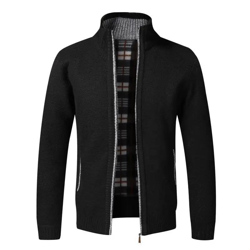 Winter Warm Cardigan Men Fleece Zipper Sweaters Jackets Mens Slim Fit Knitted Sweater Coat Thick Casual Outerwear Men Autumn