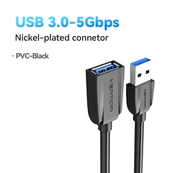 Premium USB 3.0 Male to Female Extension Cable - 0.5m (5Gbps - PVC Black)