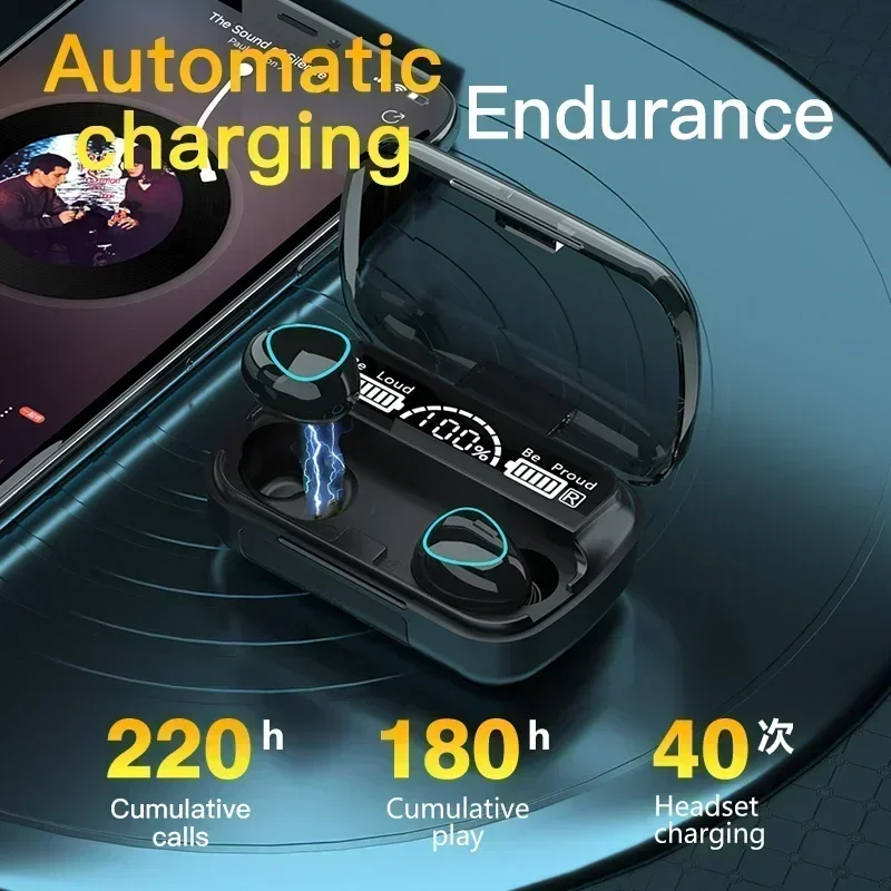 M10 Wireless Headphone Bluetooth Earphones Waterproof Earpieces Sport Earbuds For Huawei Iphone OPPO Xiaomi TWS Music Headset 3