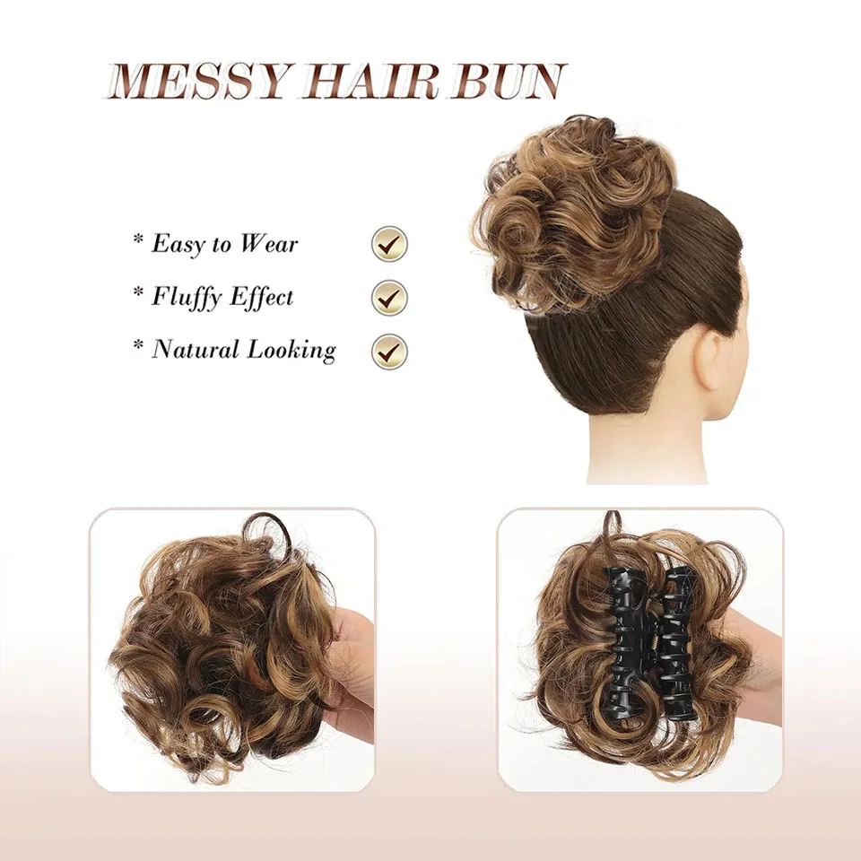 Synthetic Wavy Curly Hair Bun Clip for Women