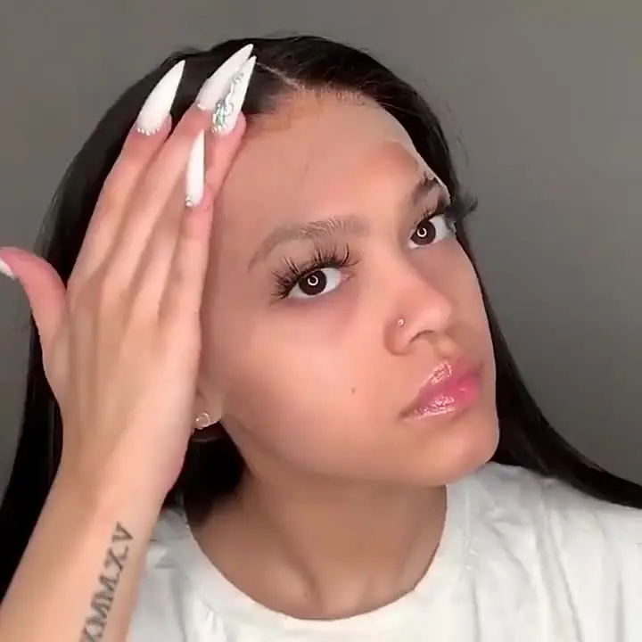 Long Straight Synthetic Hair Lace Wigs with Baby Natural Hairline Free Part 13X4 Frontal Wig For Black Women 30inch