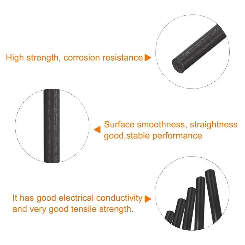 1-10pcs 길이: 100-500mm 고체 탄소 섬유 막대 1mm 2mm 3mm 4mm 5mm -18mm 보강 막대 DIY 용 고강도 경량