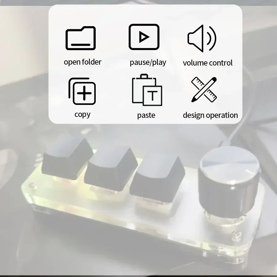 미니 기계식 키보드 3 키 1 손잡이 USB RGB 매크로 키보드 게임 사용자 정의 프로그래밍 손잡이 키보드 Photoshop 용 휴대용