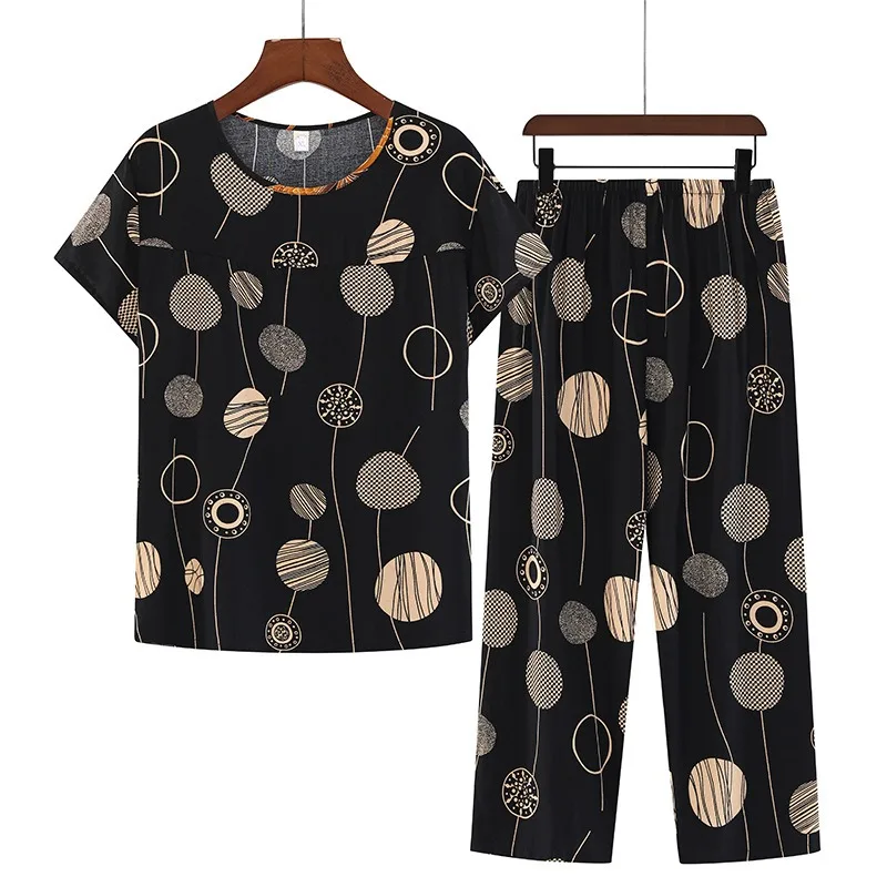 Women's Loungewear Can Be Breathable and Antibacterial Sleepwear Cotton Pajamas Women's Thin Short Sleeve Set Plus Size 4