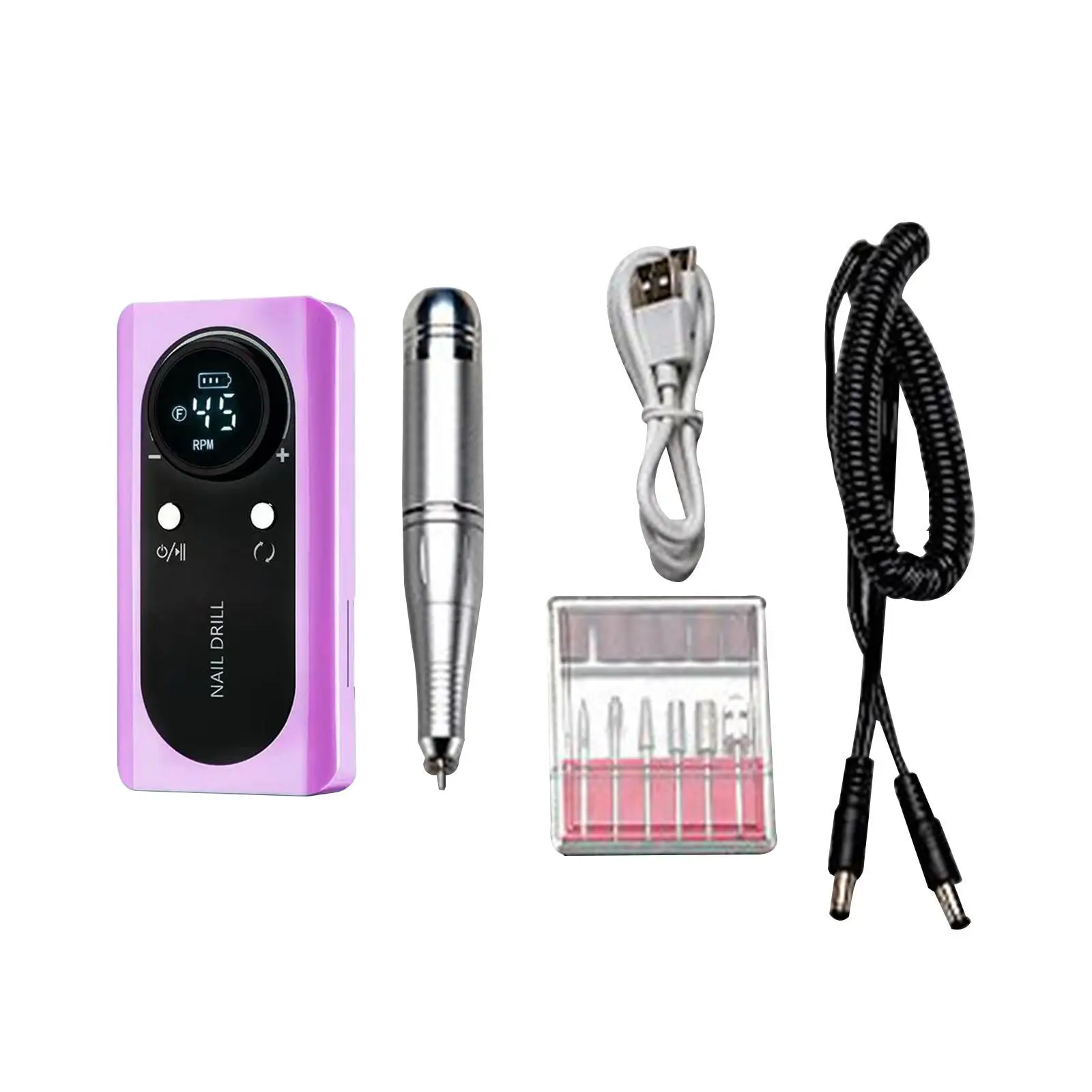 Electric Nail Drill Machine Compact Nail File Portable Nail Drill for Carving Removing Cutting Grinding Acrylic Gel Nails Polish