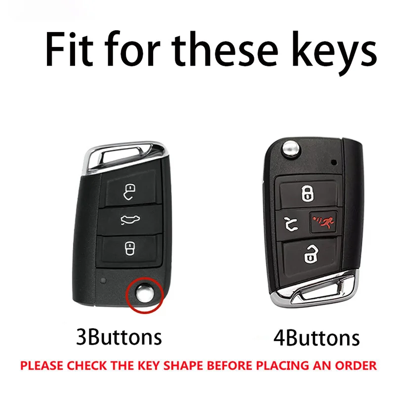 Premium Carbon Fiber Car Key Case Cover - 3/4 Button Protection for Volkswagen, SEAT, and Skoda