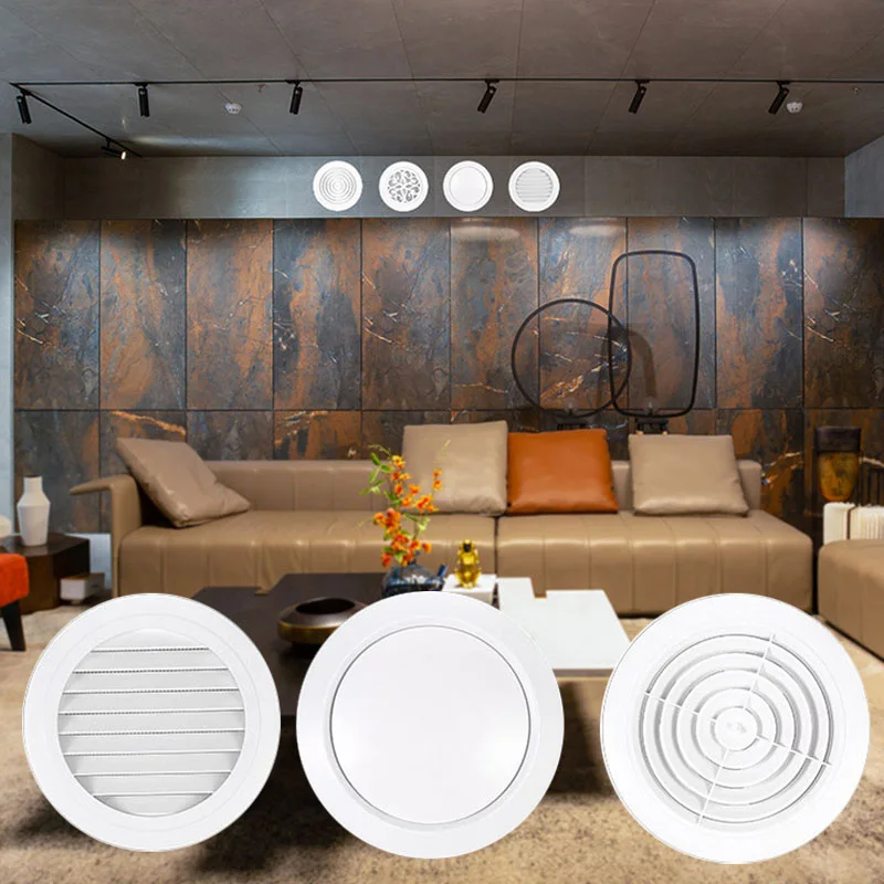 Air Vent Grille Wall Ceiling Air Vent Exhaust Hood Round Ducting Ventilation Bathroom Waterproof Outlet Cooling Home Office