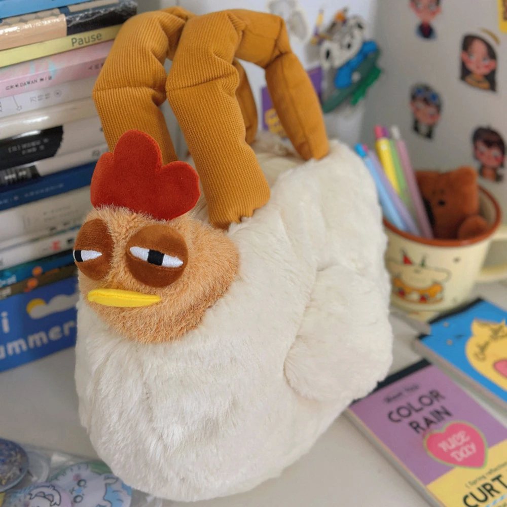 

Funny Chicken Plush Bag Ugly Chicken Shape Handbag Hen Shape Sleepy Doll Handbag Satchel Purse For Girls Birthday Gifts