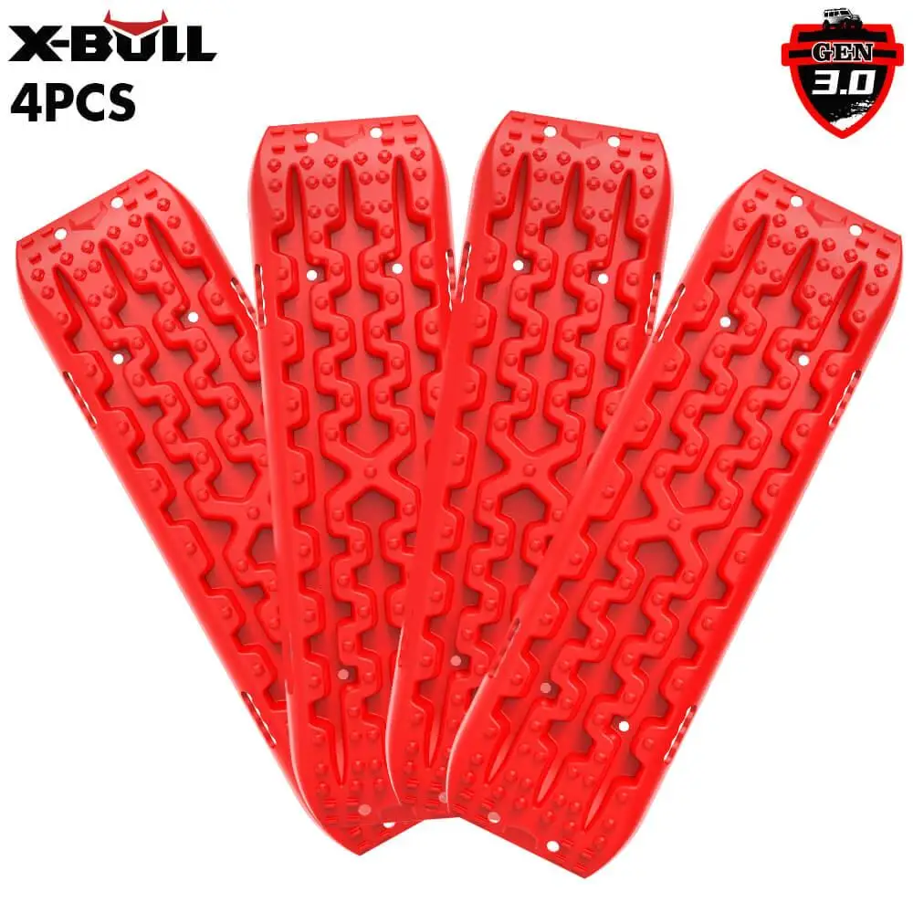 X-BULL 2 Pairs Recovery tracks Sand Mud Snow 4WD / for X4 ATV Offroad Stronger Gen 3.0-Red