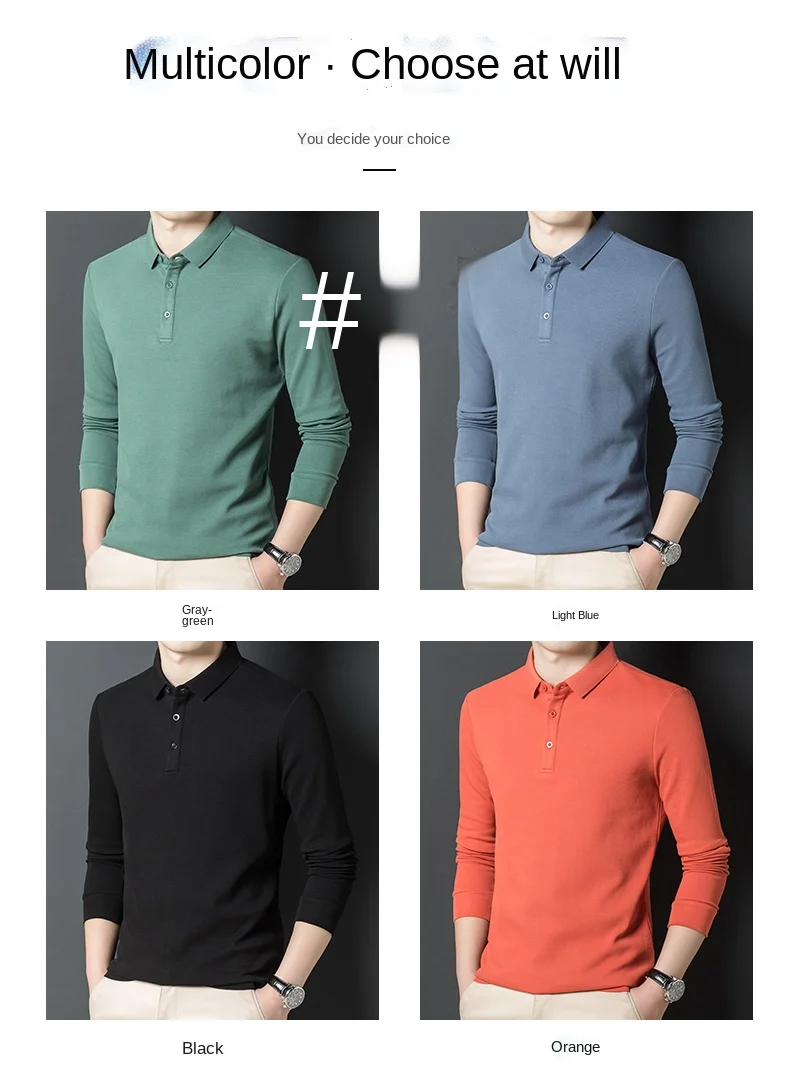Top Grade Neue Mode Designer Marke Luxus Männer Polo Shirt 100% Baumwolle Casual Langarm Tops Einfarbig Männer Kleidung_voghion.com