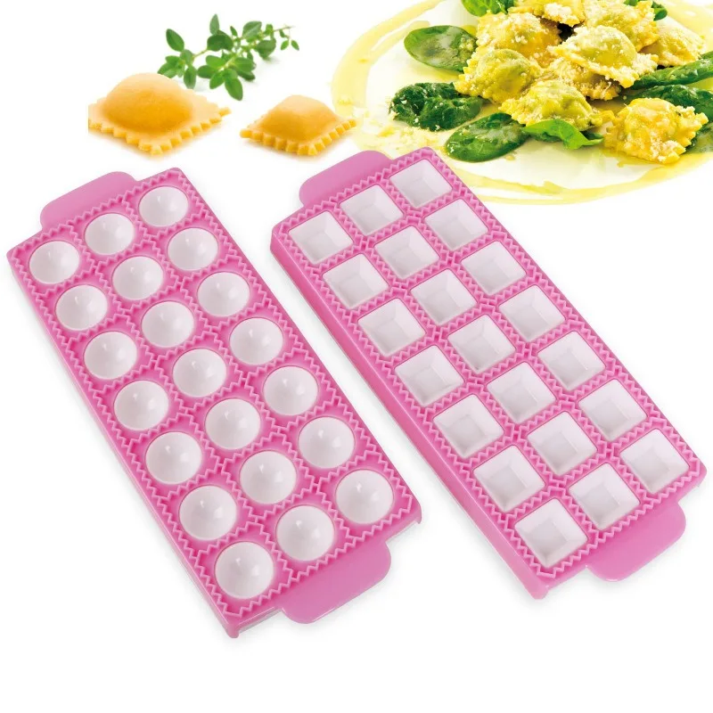 Ravioli Molds Homemade Filled Pasta Maker Dumpling Press Ravioli Maker Mould Stamp Cutter Mold with Tray and Press ravioli dumpling maker