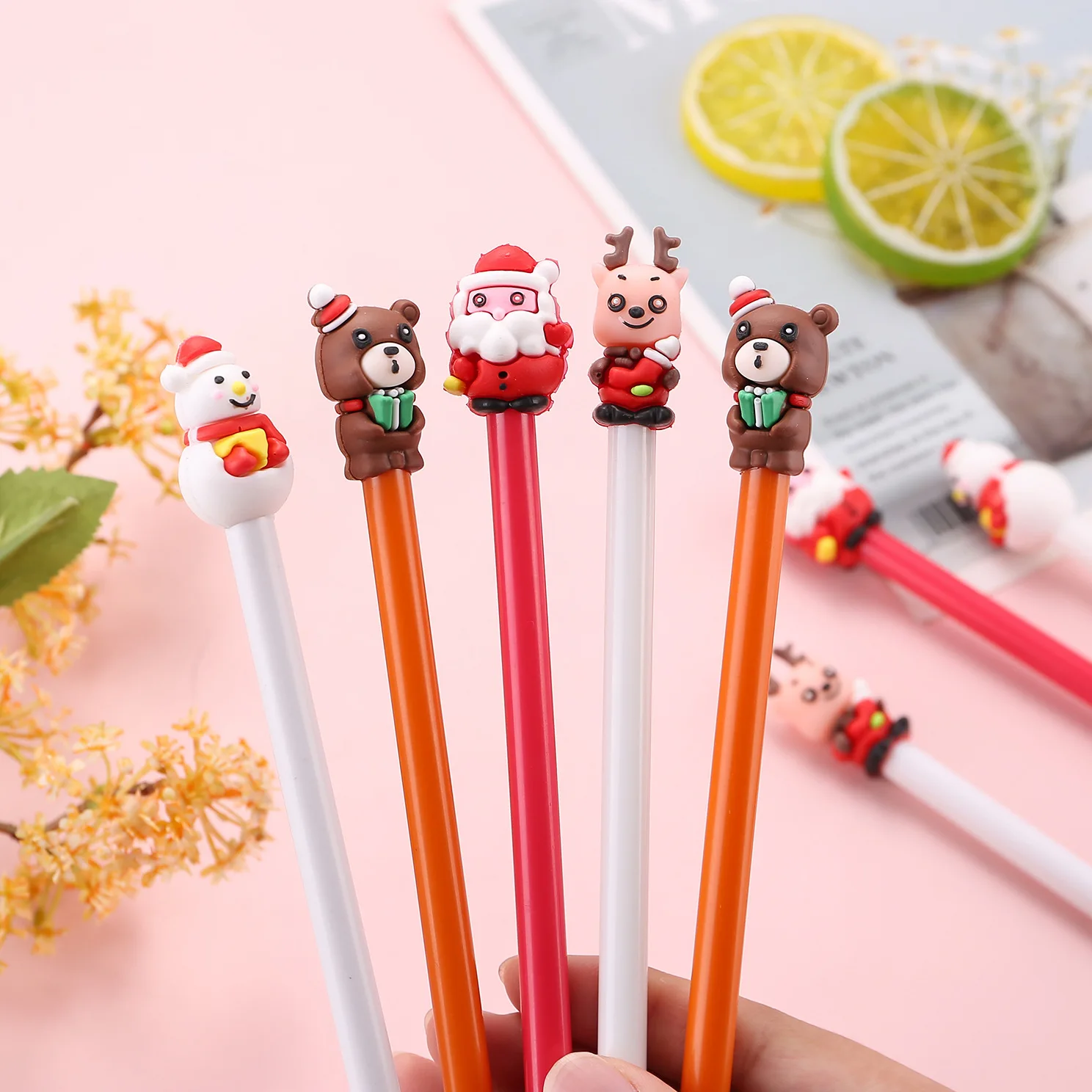 100 Pcs Wholesale Creative Cute Cartoon Christmas Series Gel Pen Small  Fresh Student Office Test Pen Stationery - AliExpress