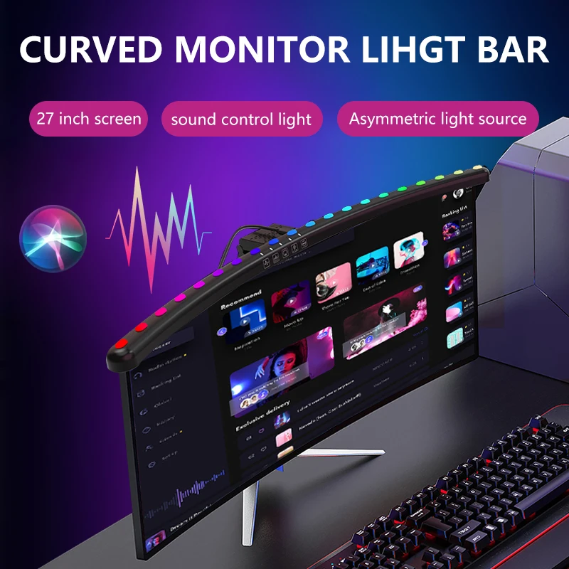USB 야간 조명 모니터 라이트 바 LED 스크린 디스플레이 걸이형 RGB 타이머 조광 설정 게이머룸 장식 테이블 데스크 램프