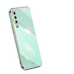 Luxury Square Plating Shockproof Soft TPU Silicone Phone Case - Huawei P30 (6D sky blue)