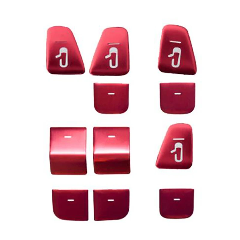 

11PCS for Tesla Model 3 Y Super Thin Window Door Lock Key Patch Window Lift Button Sticker Cover Trim Accessories, Red