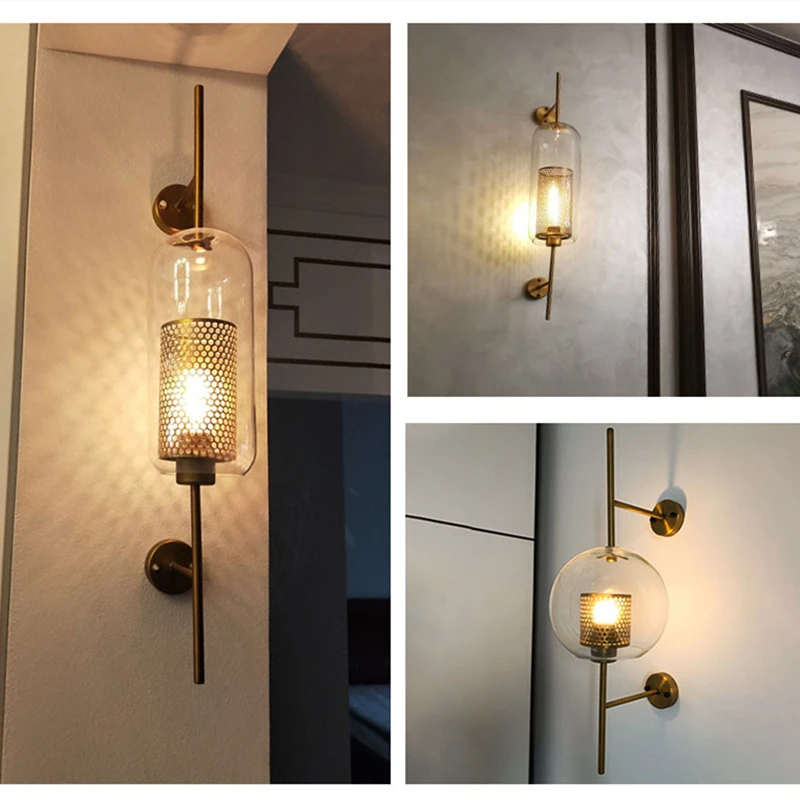 Modern Glass Wall Lamps Fixture Luminaire Sconce Lighting Bedside Living Room Home Decoration Aisel Horridor Golden Ball Light wall sconces light wall lamp