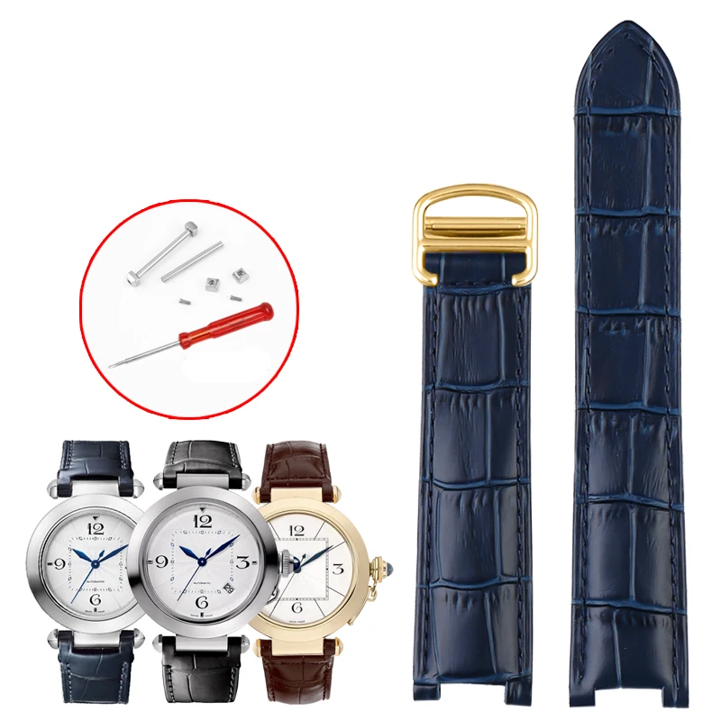 Cinturino Per Orologio In Vera Pelle Per Serie Cartier Pasha Cinturino Concavo Speciale Uomo Donna Nero Marrone 21X15M 20X12Mm 18X10Mm