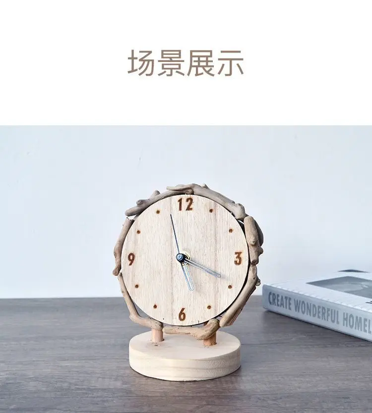 Description Picture 4 of itemLog Desk Clock Living Room Simple Desktop Ornament Clocks Creative Silent Table Clock Watch Home Decoration