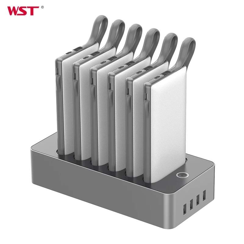 High capacity 10000mAh power bank docking station with cable restaurant business mobile phone charger shared power bank