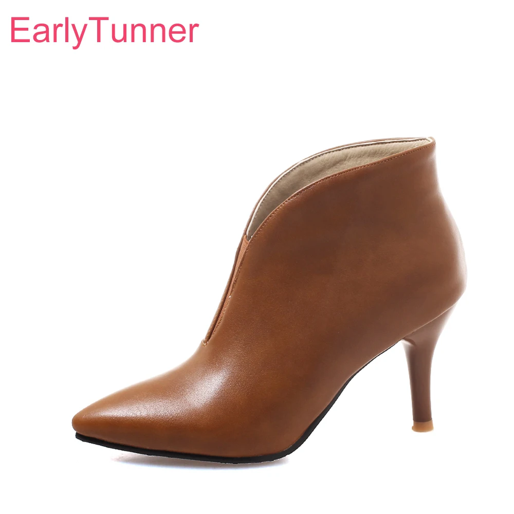 

New Quality Fashion Black Yellow Women Nude Ankle Boots Sexy Lady Party Shoes Stiletto Heels ES88 Plus Big Size 10 32 46