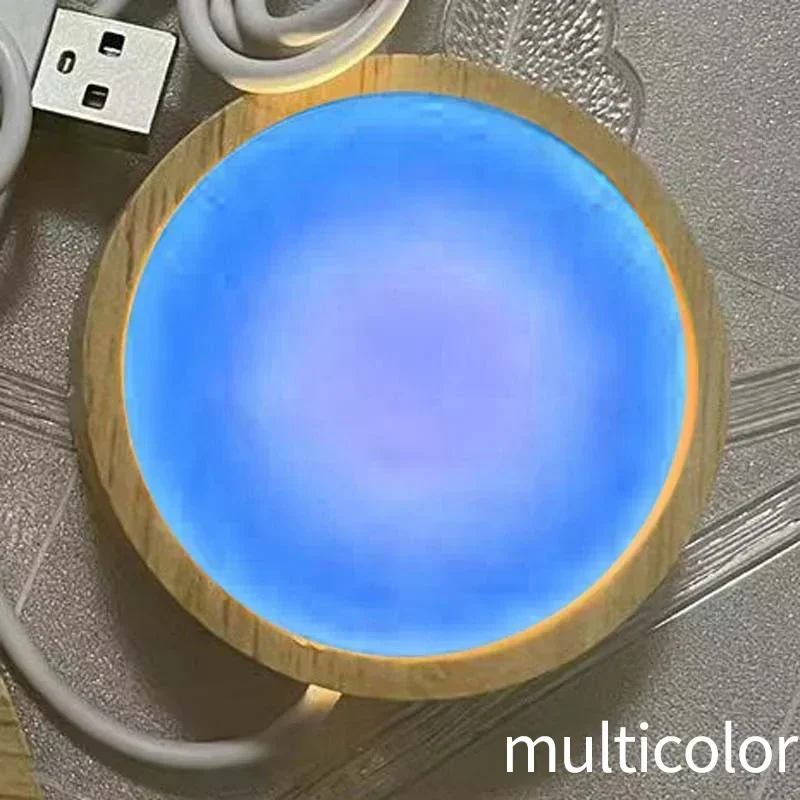 Round Wooden LED Night Light Base Image 11
