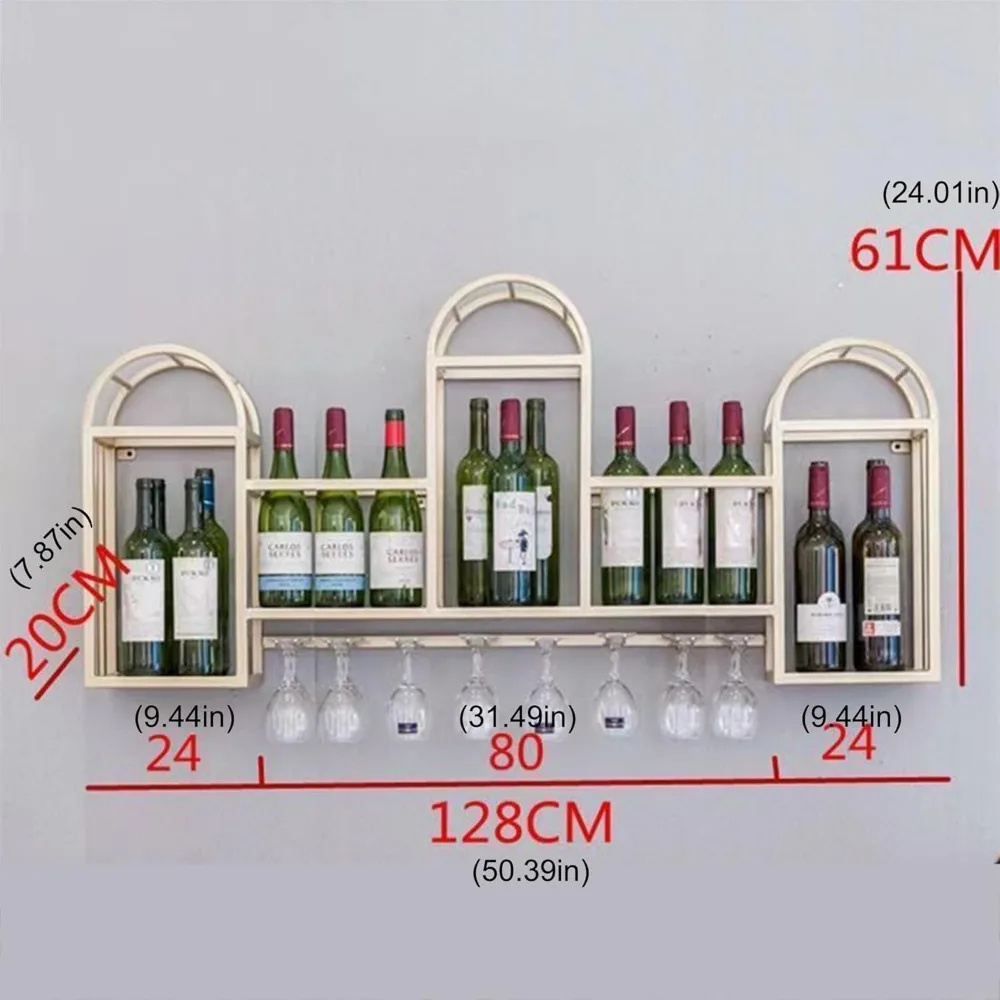 Bar Shelves Wall Mounted Floating Bar Liquor Bottle Display Shelf with Wine Glass Rack Liquor Cabinet