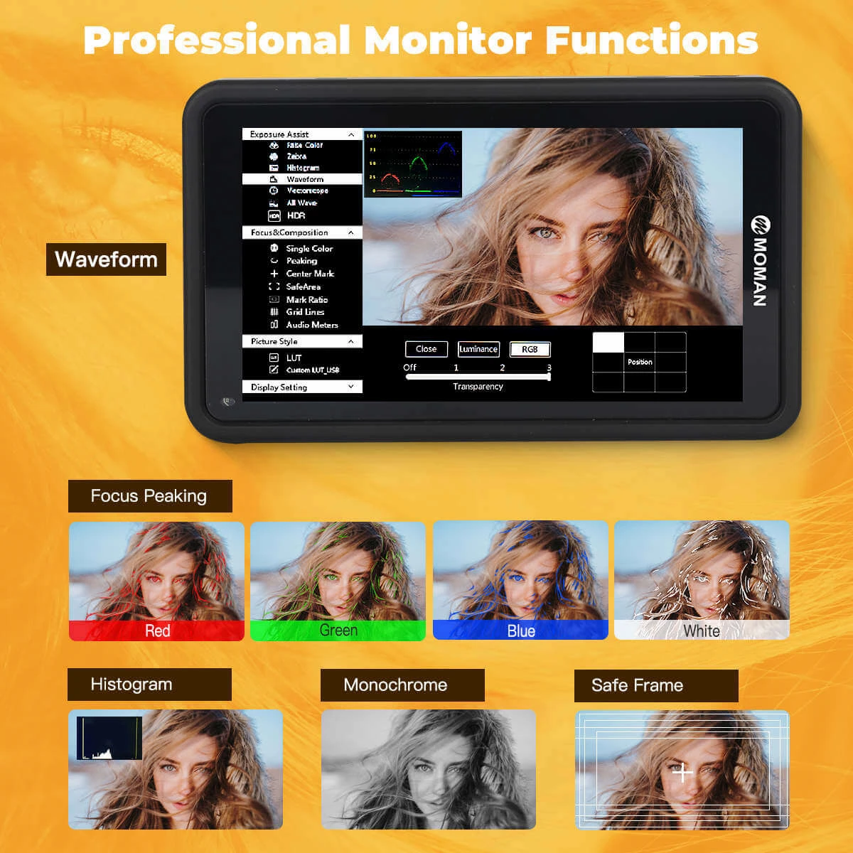 Moman M5 Field Monitor DSLR Camera HDMI-compatibe 3D LUT 1920x1080 Video Portable 4K Monitor Studio reference Live Streaming