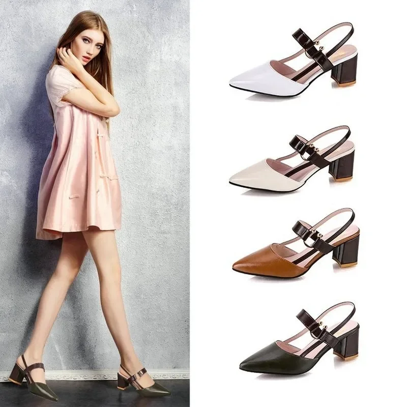 Sandals Women's Summer Pointy Chunky Sandals Large Size Women's Fashion Woman Shoes women sandals