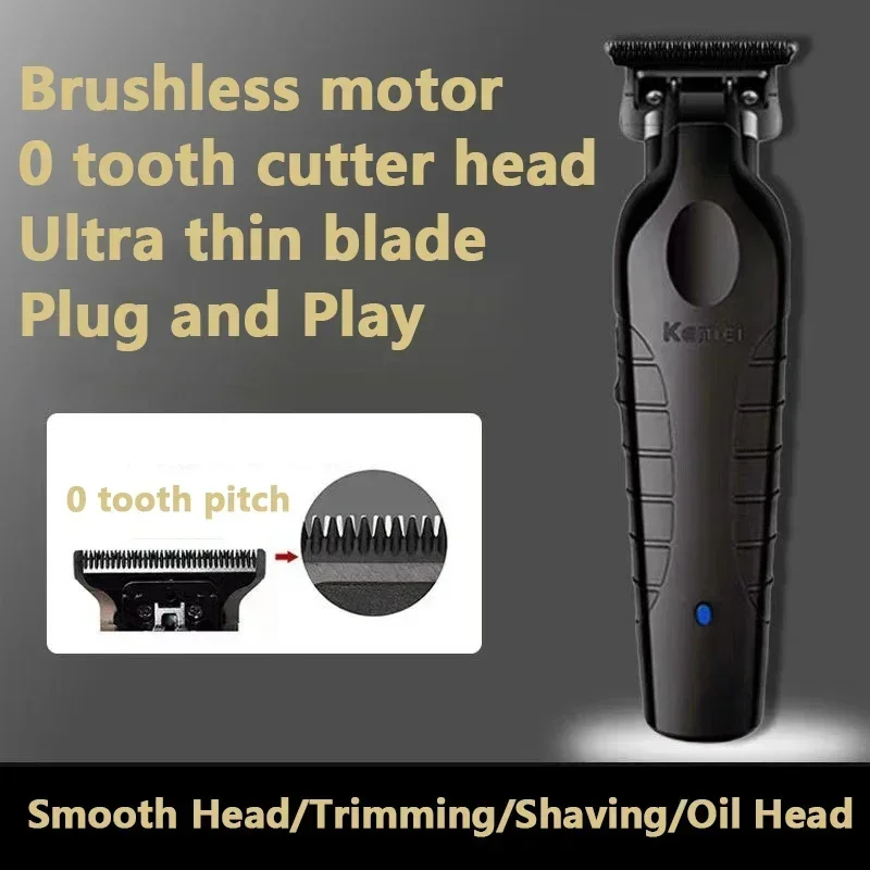 Kemei 2299 Barber Cordless Hair Trimmer 0mm Zero Gapped Carving Clipper Detailer Professional Electric Finish Cutting Machine 4