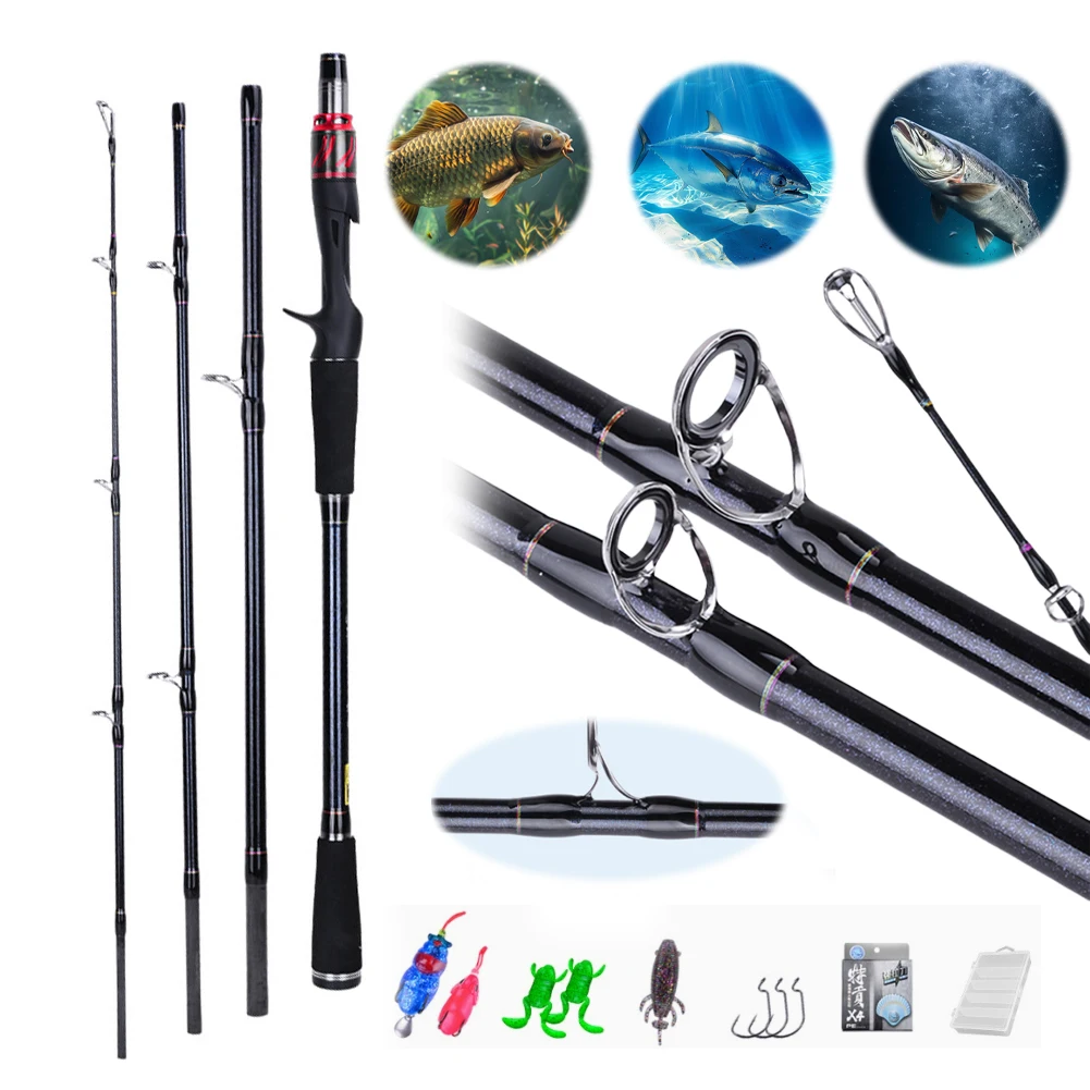 1.8M Fishing Rod 4 Section Spinning Casting Lure Fishing Rod Ultralight Portable Pole for Freshwater Saltwater