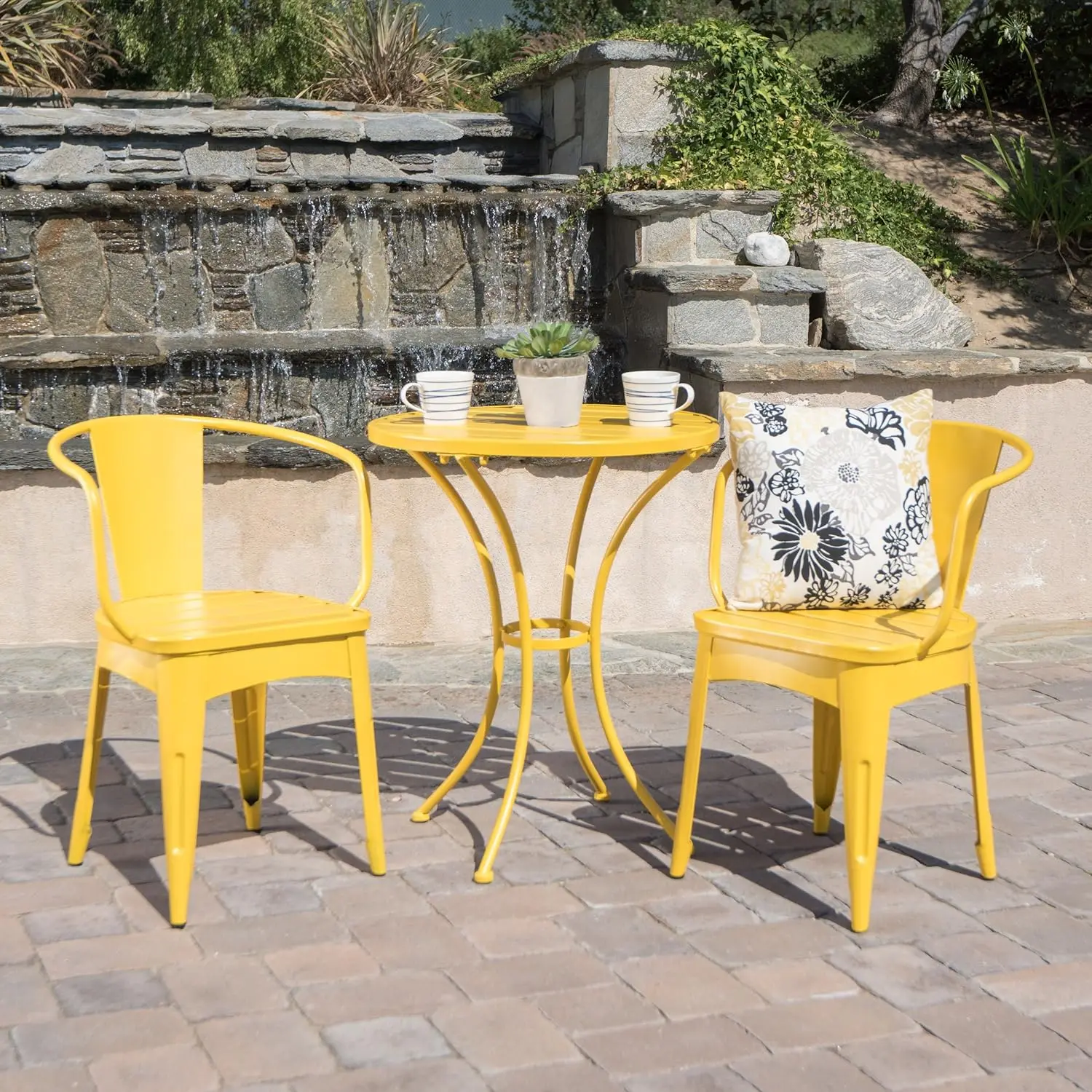 

Christopher Knight Home Colmar Outdoor Iron Bistro Set, 3-Pcs Set, Matte Yellow