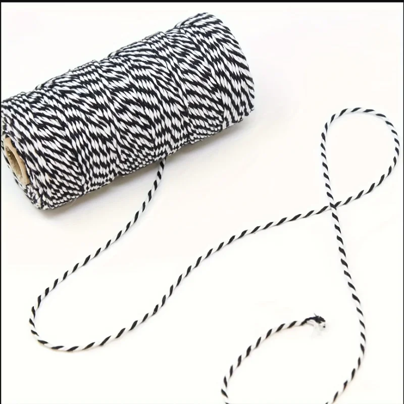 APLI Baumwollschnur, Zweifarbig Schwarz/Weiß, 100m X 2mm, Für Geschenke, Basteln Und Dekoration