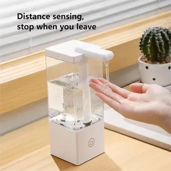 เครื่องจ่ายสบู่เหลวอัตโนมัติขนาด 490 มล. เครื่องจ่ายเจลทำความสะอาดมือแบบชาร์จไฟได้สำหรับห้องครัวห้องน้ำแชมพูเจลอาบน้ำผงซักฟอก 2