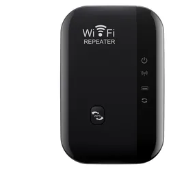High-Speed Long-Range WiFi Signal Booster and Extender - US Plug (4 Lights Black)