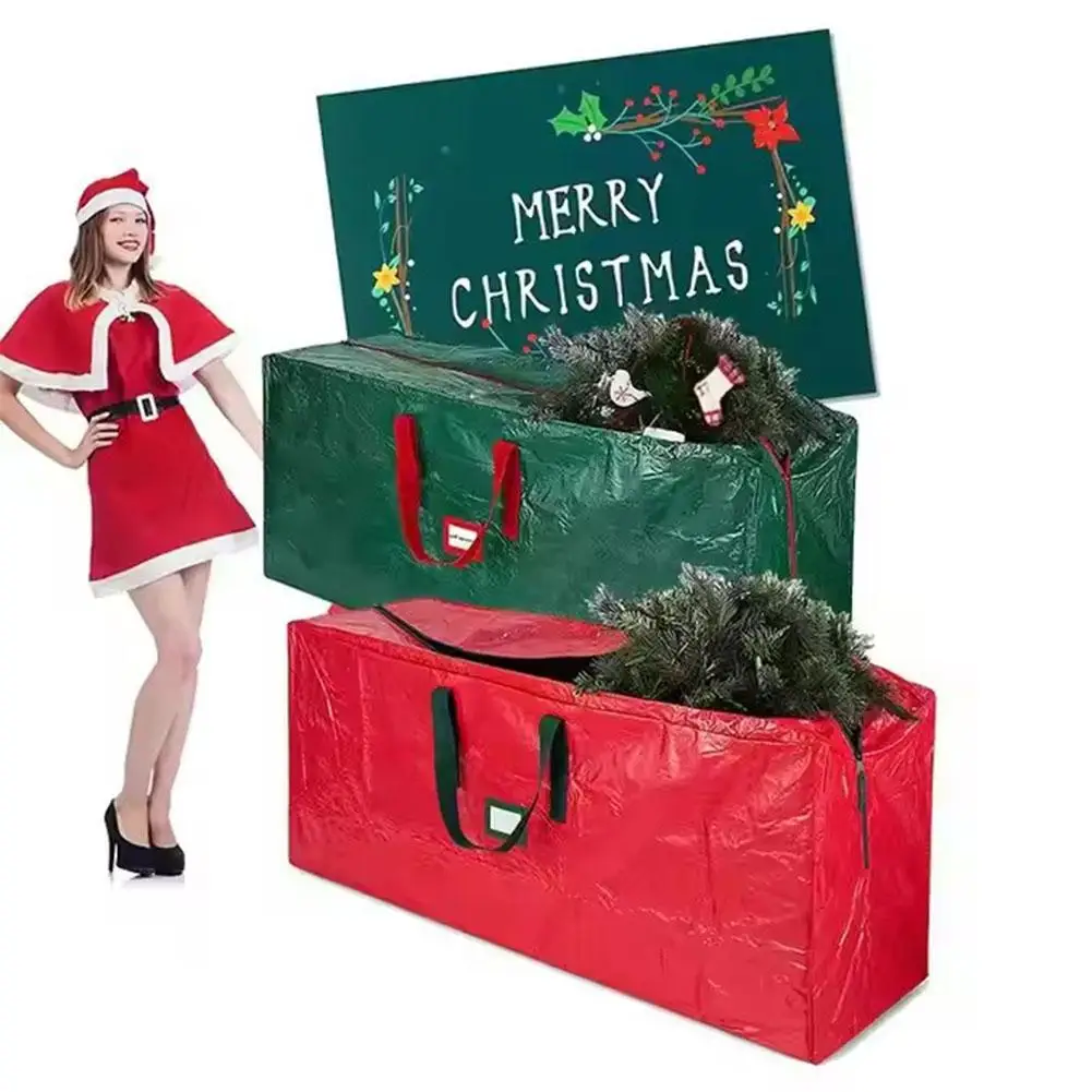 Christmas Tree Storage Bag Large Christmas Tree Bag Storage Tub High Xmas Tree Decoration Wreath Storage Box Handles Waterproof Durable Home Organizer