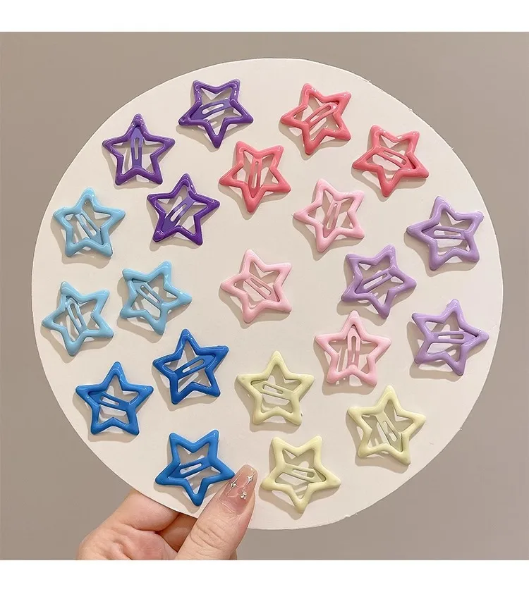 Sternförmige Haarspangen für Mädchen – Bunte Tropfenlack-BB-Clips, Niedliche Kinder-Haaraccessoires mit Glanzfinish Haarnadeln und Clips – Detail 12