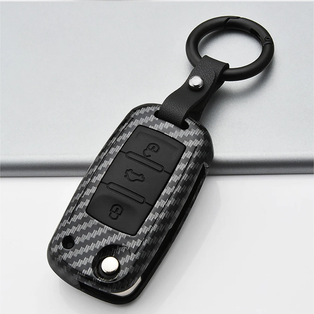 Carbon Fiber ABS Car Key Cover Case - Sleek and Durable Design