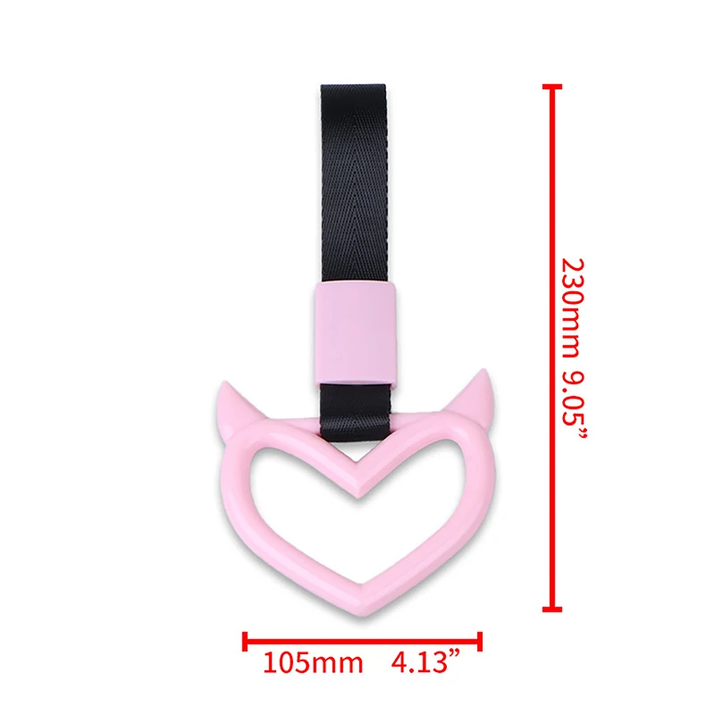 Car Tow Strap Charm Colorful Car Tow Strap Tsurikawa Ring Heart JDM Train Bus Handle Hand Strap Styling Drift Charm Auto Accessories