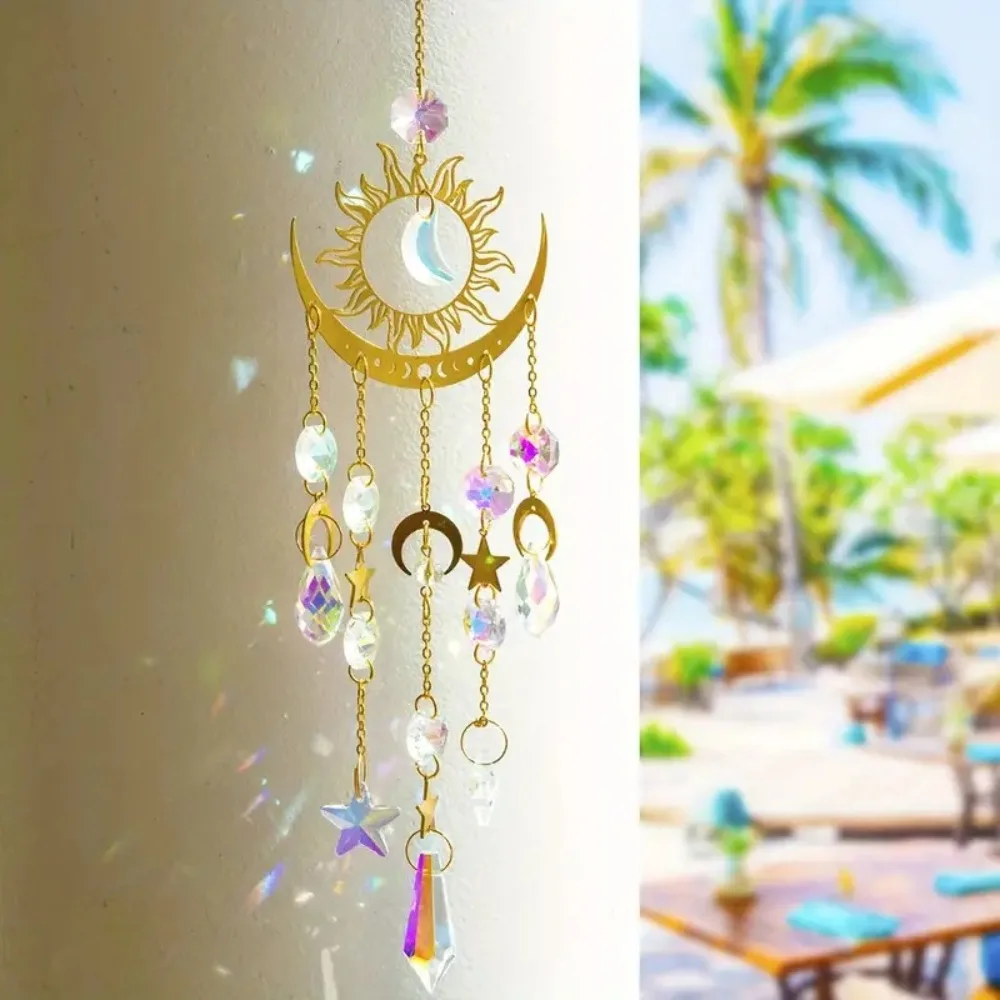 Sun Catcher New Star Moon Sun Catcher Colourful Balcony Pendant Sunlight catcher Hanging Decor Dream Catcher Outdoor Sun Catchers